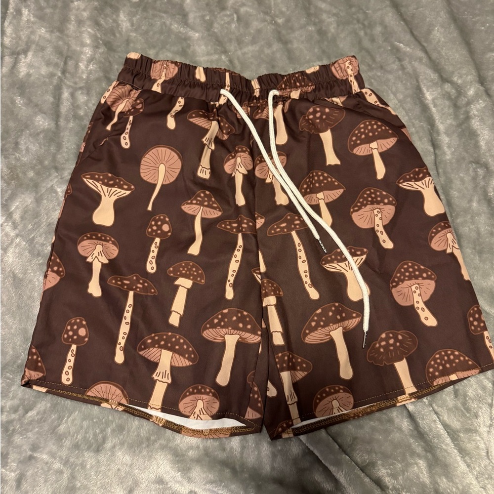 ROMWE Brown Mushroom Patterned Shorts